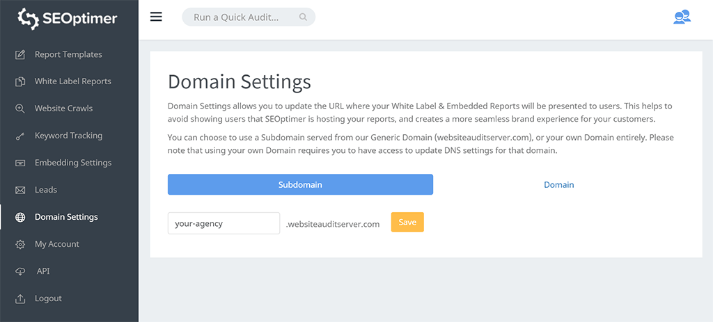 Domain settings