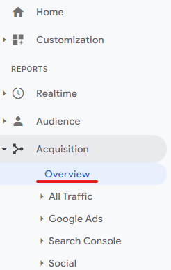 google analytics acquisition overview